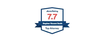 Badge showing an Avvo rating of 7.7 for Stephen Vincent Smith, labeled as Top Attorney.
